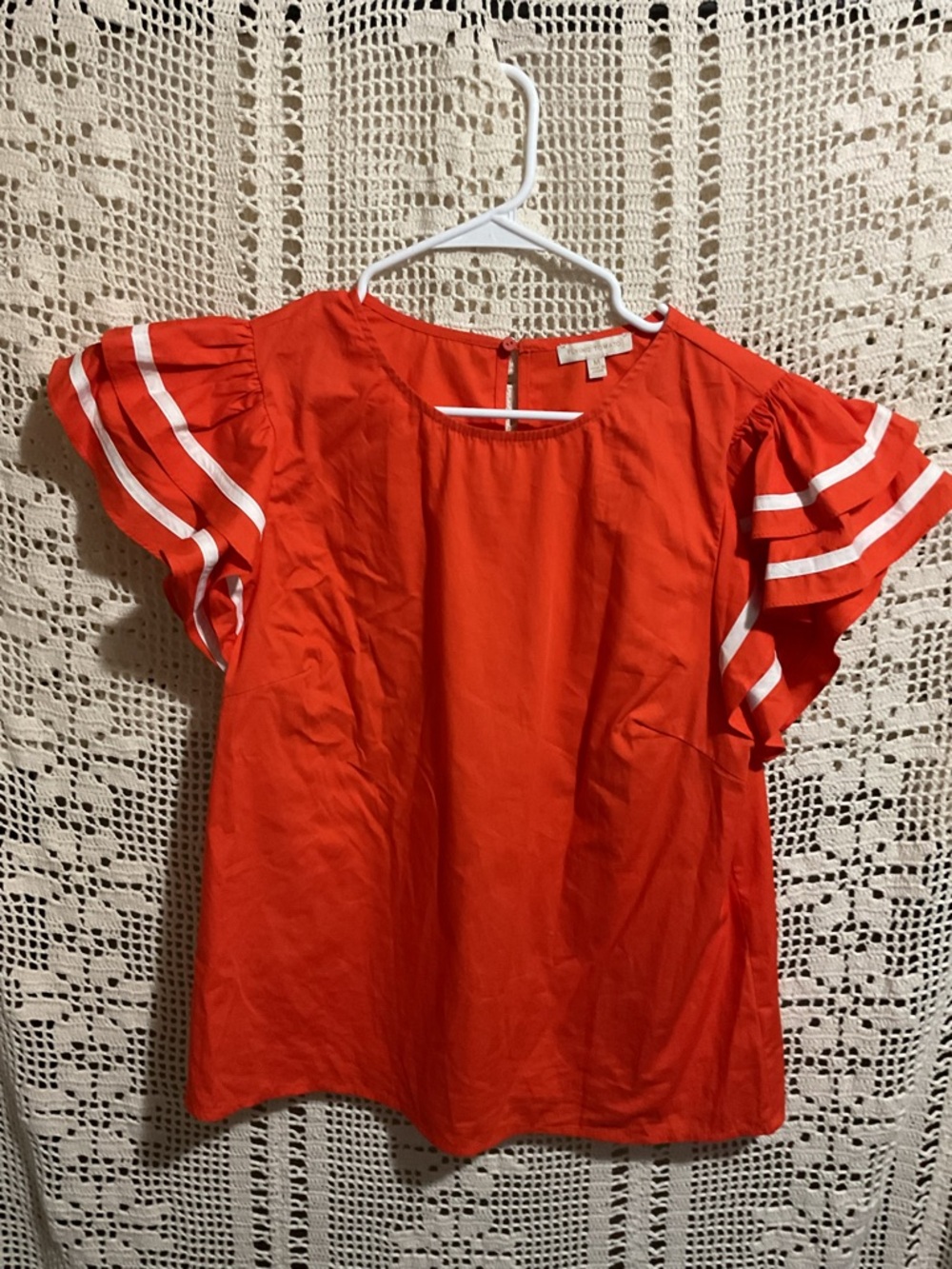Flying Tomato orange ruffled sleeve top blouse Medium - Picture 2 of 3